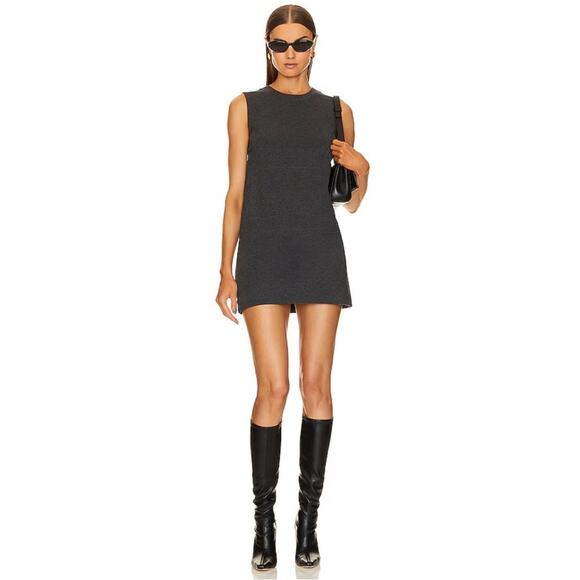 Norma Kamali Sleeveless Tailored Terry Mini Dress Dark Heather Grey Size Small - Picture 1 of 7